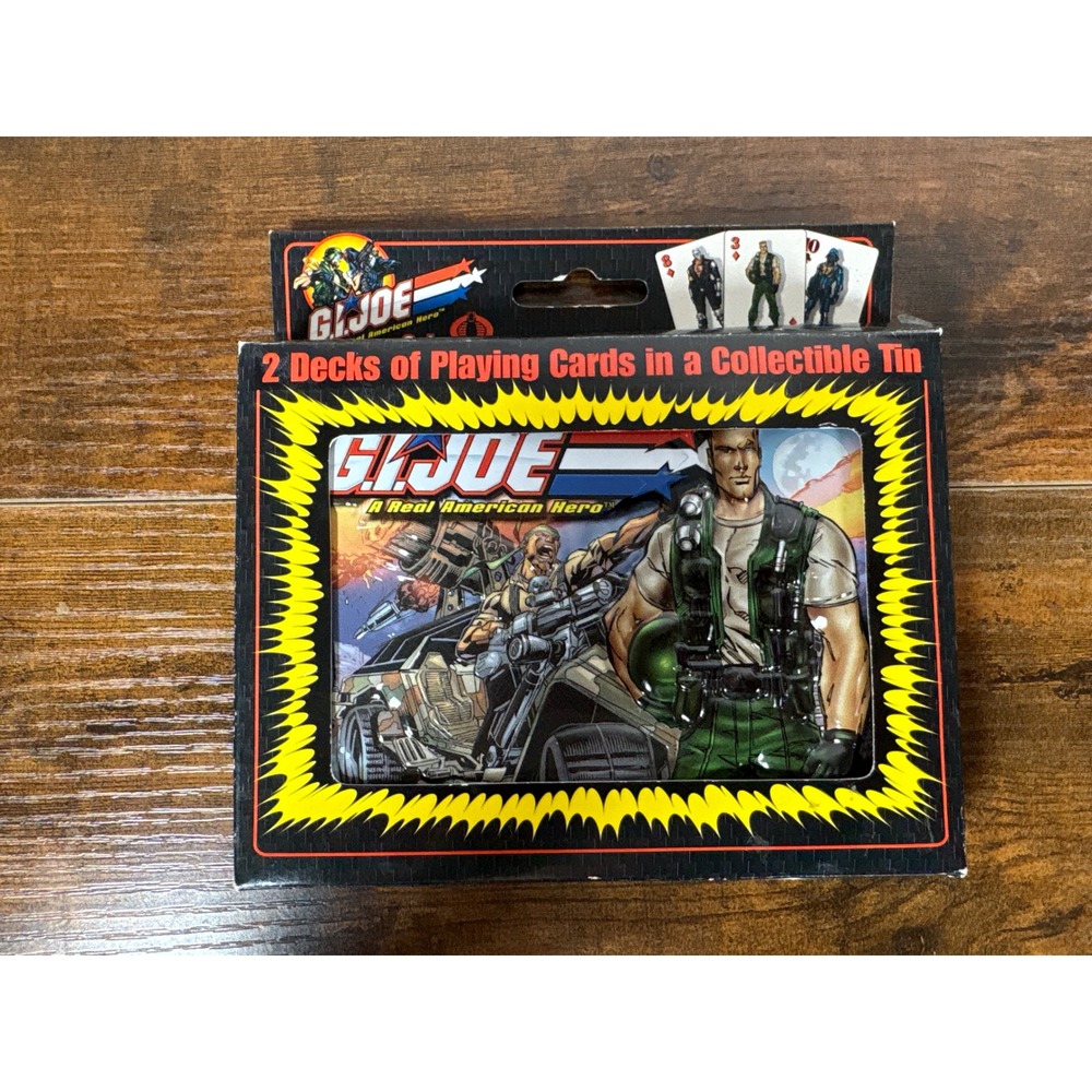 GI Joe A Real American Hero 2 Decks Playing Cards Collectible Tin Bicycle 2002